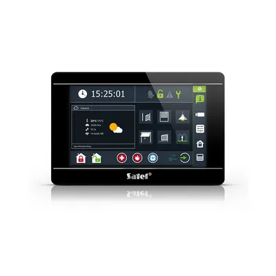 Tastatura touch screen Satel Integra INT-TSI-B, 7 inch, functie interfon, MACRO, slot card, neagra