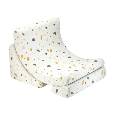 Fotoliu de copii alb cu tapițerie din țesătură bouclé/cu tapițerie din chenille Terrazzo Moon – Wigiwama