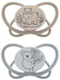 Suzete din silicon NIP Green - Hippo și koala, 0-6 luni, 2 bucăți
