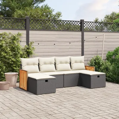Gossi set mobilier de gradina cu perne, 6 piese, negru, poliratan