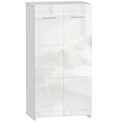 HOMCOM Dulap pentru Pantofi Lucios, Mobilier Modern cu Rafturi Reglabile pentru Hol, Coridor, Capacitate 10 Perechi, Alb | Aosom Romania