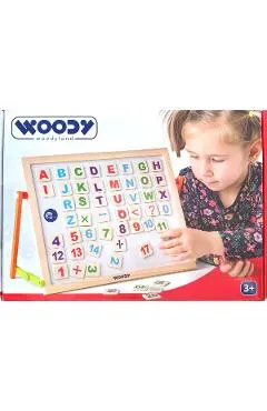Tabla magnetica de pus pe masa cu 2 fete. Litere, cifre si semne