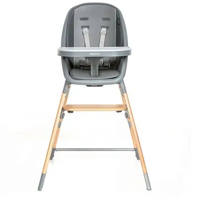 Scaun de masa pentru copii Espiro Sense gri 4 in 1 multifunctional, cu suport pentru picioare reglabil pe 3 niveluri si tavita detasabila