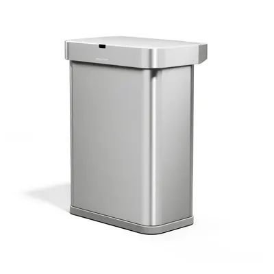 Coș de gunoi argintiu cu senzori de deschidere din oțel 58 l Sensor – simplehuman