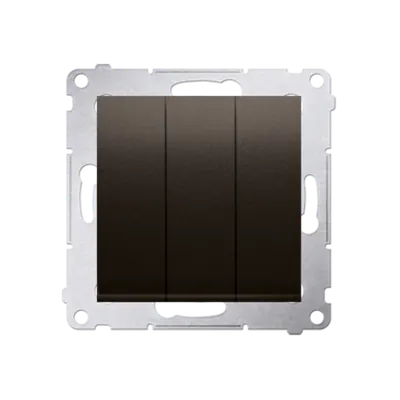 Intrerupator triplu cu led 10A, 250V~, conectare rapida (fitinguri push-in), maron mat metalic