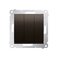 Intrerupator triplu cu led 10A, 250V~, conectare rapida (fitinguri push-in), maron mat metalic