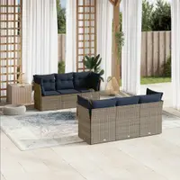 Gossi set canapele de gradina cu perne, 7 piese, gri, poliratan