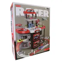 Mega garaj supraetajat in valiza Racer cu 6 masinute si 1 elicopter