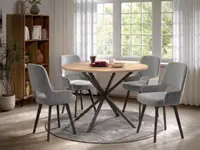 Set Masa Rotunda Spira + 4 Scaune Berna Catifea Gri