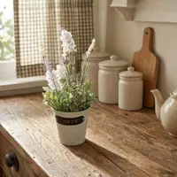Plantă artificială în ghiveci, lavandă, dimensiuni 28x9 cm, culoare alb