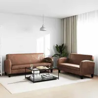 vidaXL Set canapea, 2 buc., piele artificială de căprioară, maro