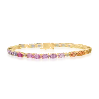 Bratara tennis din aur galben cu safire fancy ovale de 8.26ct si diamante de 0.07ct
