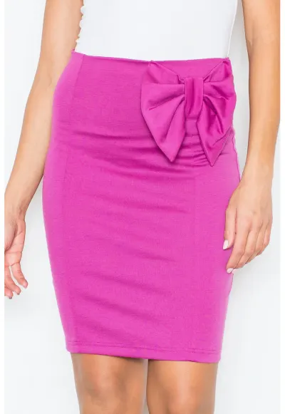 Fusta scurta - poliester - fucsia - cu funda
