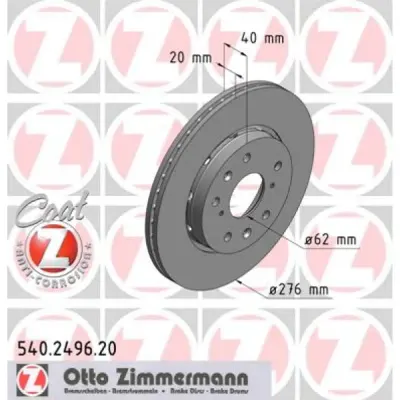 Disc frana ZIMMERMANN 540.2496.20