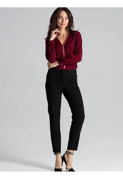 Bluza dama - cu fermoar - rosu - LYCRA - poliester