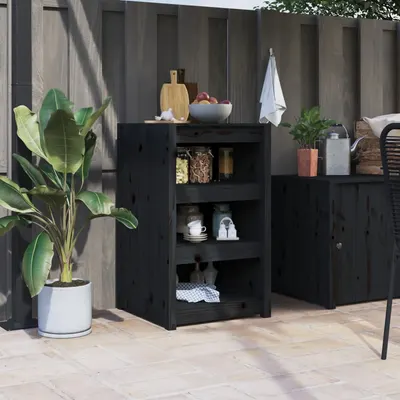 vidaXL Dulap bucătărie de exterior MEPPEL negru, 55x55x92 cm, lemn masiv pin