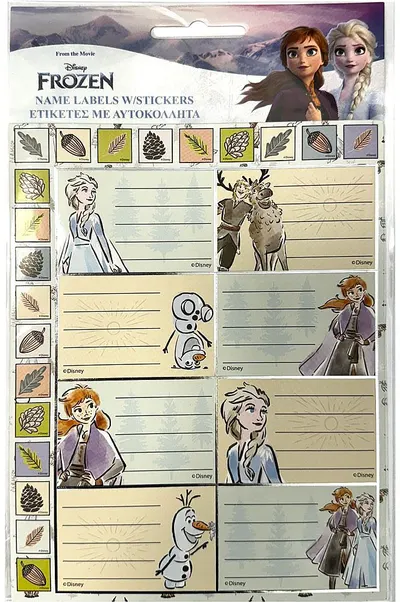 Etichete școlare Frozen - 16 buc, cu stickere
