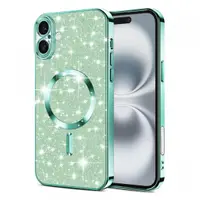 Husa MagSafe pentru Apple iPhone 16 Plus, Techsuit, Luxury Glitter, Verde Deschis