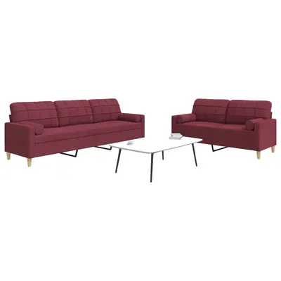 Gossi set canapea cu perne, 2 piese, rosu vin, material textil