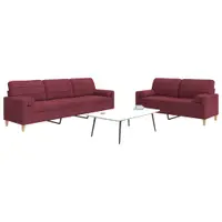 Gossi set canapea cu perne, 2 piese, rosu vin, material textil