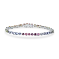 Bratara tennis din aur alb cu safire multicolore de 8.84ct