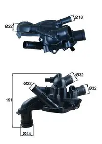 Termostat lichid racire (105 C, in carcasa) potrivit MINI (R56), (R57), (R58), (R59), CLUBMAN (R55), CLUBVAN (R55), COUNTRYMAN (R60), PACEMAN (R61) 1.6 09.06-10.16
