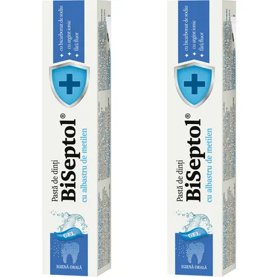 Pachet BiSeptol Pasta de Dinti cu Bicarbonat de Sodiu si Argint Ionic 75ml+75ml