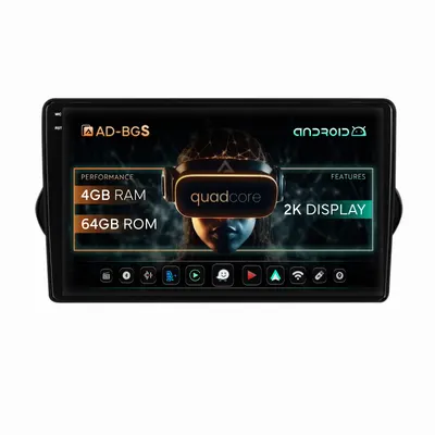 Navigatie 2K Fiat Tipo (2015-2021), Android, S-Quadcore 4GB RAM + 64GB ROM, 9.5 Inch - AD-BGS90042K+AD-BGRKIT360