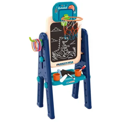 Tabla multifunctionala 4 in 1, cu 2 fete, pentru scris si desenat si jocuri, King Sport