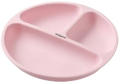 Farfurie din silicon cu ventuză Babyono - Roz