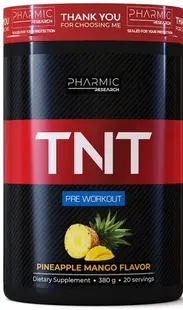 TNT Pre-Workout, ananas și mango, 380 g, Pharmic Research