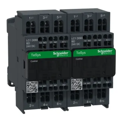 Contactor inversor, TeSys Deca, 3P(3NO), AC-3, <=440V, 9A, bobina 24V CC, terminale cu arc