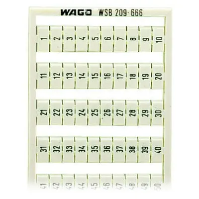 WSB marking card; as card; MARKED; 1 ... 50 (2x); not stretchable; Vertical marking; snap-on type; white