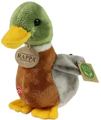 Jucărie de pluș Rappa Prieteni eco - Rață cu cap verde și sunet, 22 cm