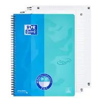 Caiet cu spira A4+, 80file, Oxford Touch Duo, dictando+matematica, albastru/aqua