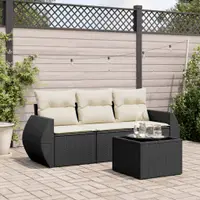 Gossi set mobilier de gradina cu perne, 4 piese, negru, poliratan