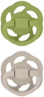 Suzete din cauciuc NIP - Cherry, verde și bej, 0-6 luni, 2 bucăți