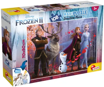 Puzzle cu două fețe Lisciani pentru colorat 108 piese- Frozen 2