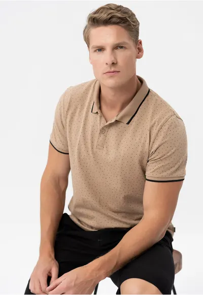 Tricou polo barbati cu model din bumbac - Regular Fit - Volano O-Glacier - bej - Bej