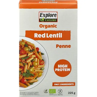 Paste Penne Proteice din Linte Rosie fara Gluten Ecologice/Bio 225g