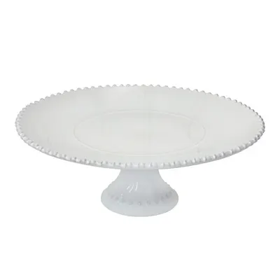 Platou cu picior din gresie ceramică Costa Nova Pearl, ⌀ 33 cm, alb