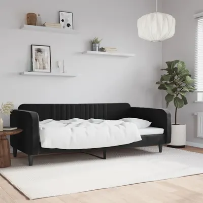 vidaXL Pat de zi, negru, 100x200 cm, catifea
