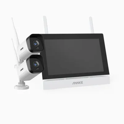 Sistem performant de supraveghere video ANNKE N44WET+I71GK*2, NVR cu ccran tactil 7 inch, 2 camere interior/exterior 3MP, Full HD, vedere nocturna IR, audio, rezistent la intemperii