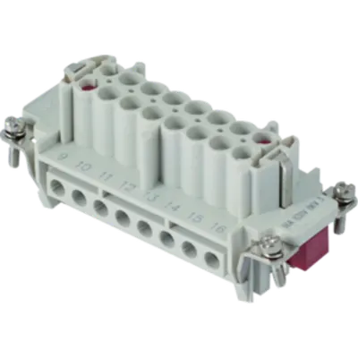 Insert pentru conector Mama - 77X27 - 6P + 2P (AUX) + E 16A 830V / 8kV / 3 - ȘURUB CONNECTION - CU PLATE - GRI