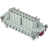 Insert pentru conector Mama - 77X27 - 6P + 2P (AUX) + E 16A 830V / 8kV / 3 - ȘURUB CONNECTION - CU PLATE - GRI
