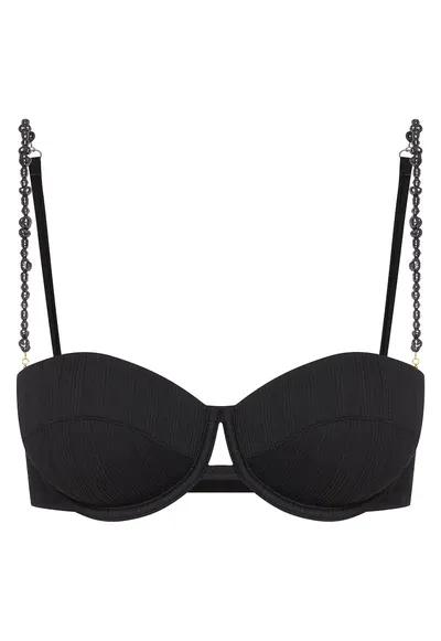 Sutien de baie tip push-up Alb Pearl - Negru