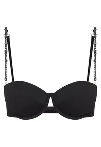 Sutien de baie tip push-up Alb Pearl - Negru