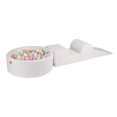 Teren de joacă din spumă alb 3 buc. din material bouclé înălțime 30 cm 225x90 cm – Meowbaby