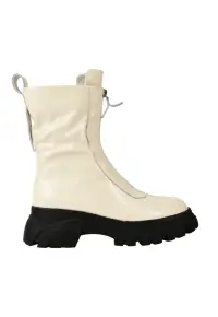 Ghete casual - dama - DL50045B alb - piele lacuita - Alb