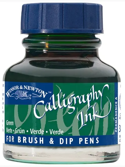 Cerneală de caligrafie Winsor & Newton - Verde, 30 ml